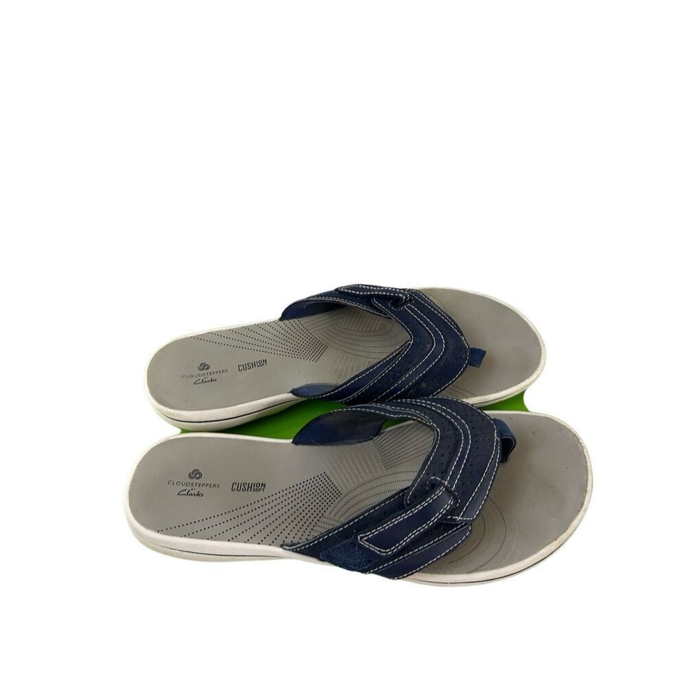 Clark’s cloud stoppers‎ navy white flip flops sandals size 9 adjustable strap